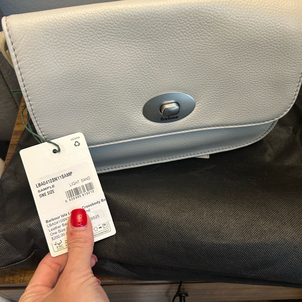 Barbour Light Sand Leather Crossbody Bag